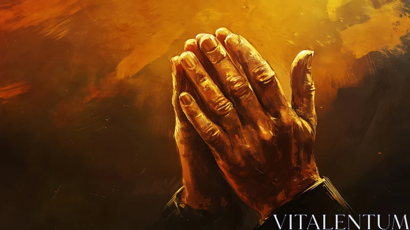 Gentle hands rest in quiet prayer against glowing light