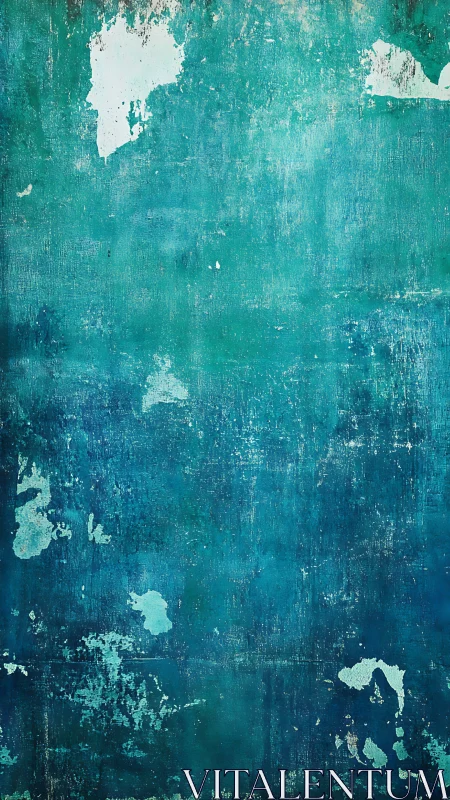 Textured teal grunge wall evokes weathered, coastal calm.