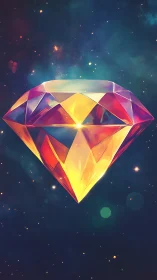 Prismatic cosmic jewel suspended in glowing nebula space.