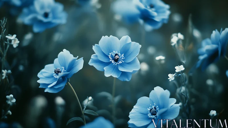 Cerulean Blooms Dance Where Soft Light Whispers