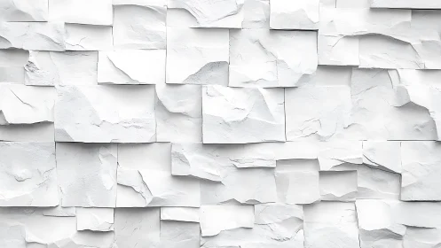 White stacked panels form a textured irregular wall surface
