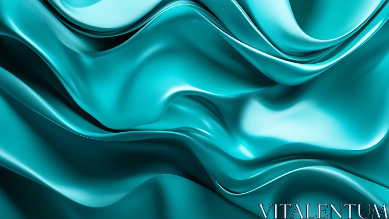 Teal metallic waves forming smooth abstract folds.