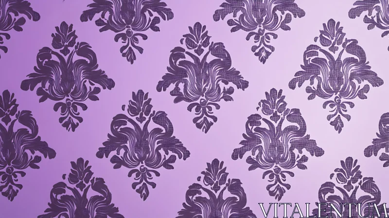 Ornate violet damask motifs on soft gradient backdrop.