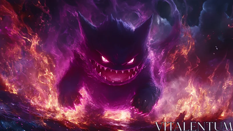 Spectral monster charging through violet plasma firestorm