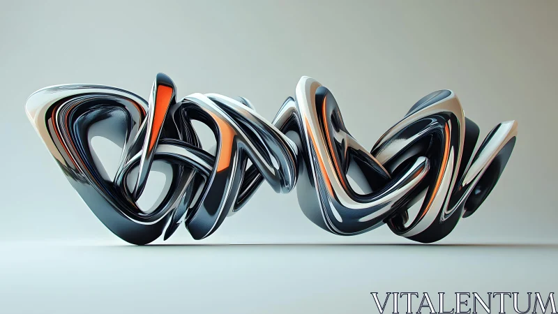 Futuristic Metallic Abstract Sculpture in Minimalist Setting.