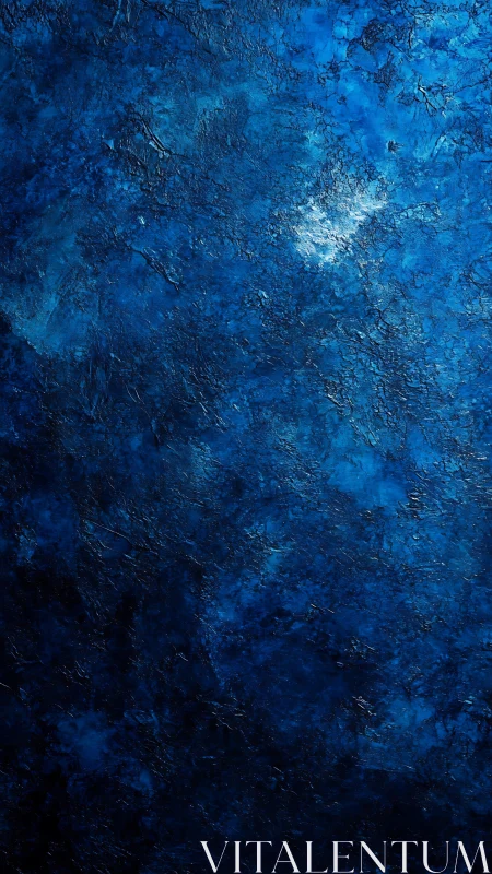 Textured ultramarine abstract field with impasto depth and light