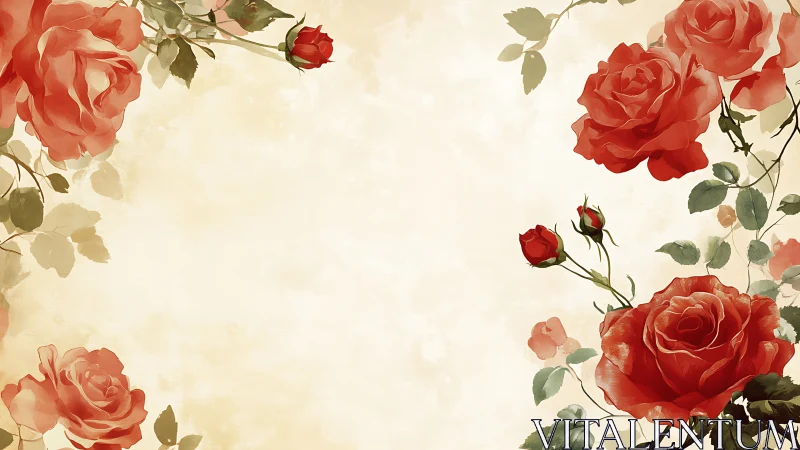 Botanical Watercolor Composition: Hybrid Rose Arrangement Study.