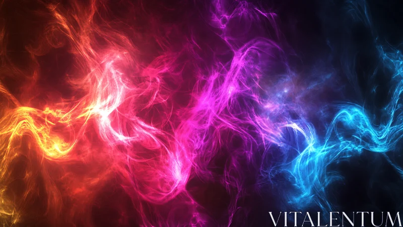 Prismatic energy streams swirl through a dark cosmic void.