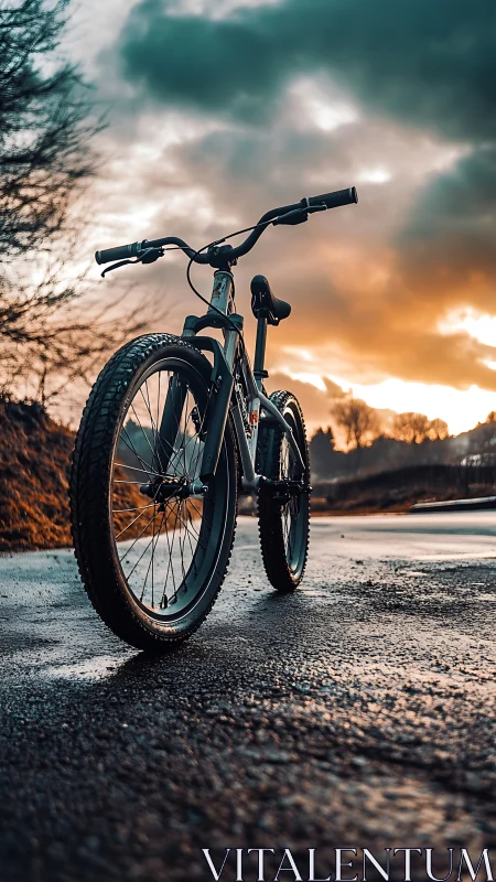 Bicycle at Sunset by the River Road