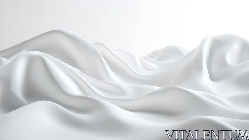 Smooth White Fabric Waves in Minimalist Abstract 3D Style.