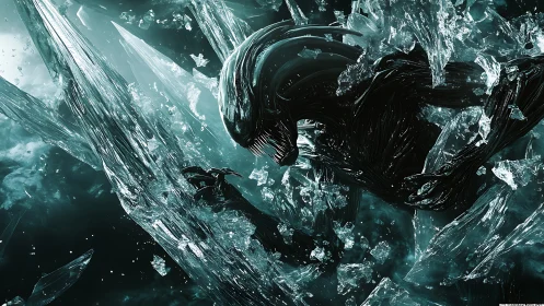 Shattered void wraith erupting through frozen starlight.