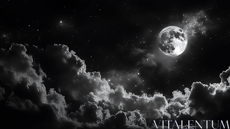 Gentle moonlight drifting above deep, whispering clouds.