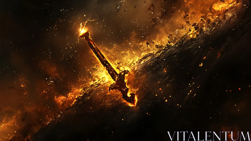 Pyroclastic Figure Descending Through Infernal Flames.