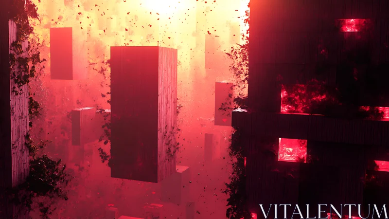 Neon Labyrinth: Where Crimson Geometry Meets Explosive Light.