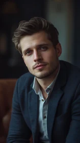 Photorealistic portrait of stylish man in soft studio lighting.