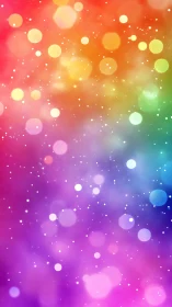Rainbow bokeh daydream with floating lights and soft glow.