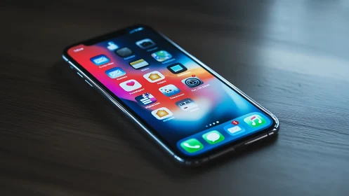 iPhone displaying iOS home screen with application icons.