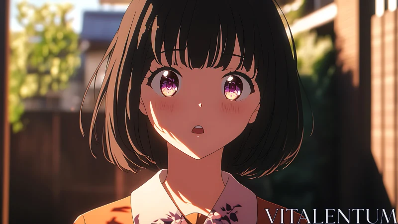 Young subject stands outdoors in soft directional sunset light