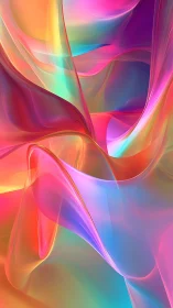 Multicolored translucent waves form layered abstract gradient