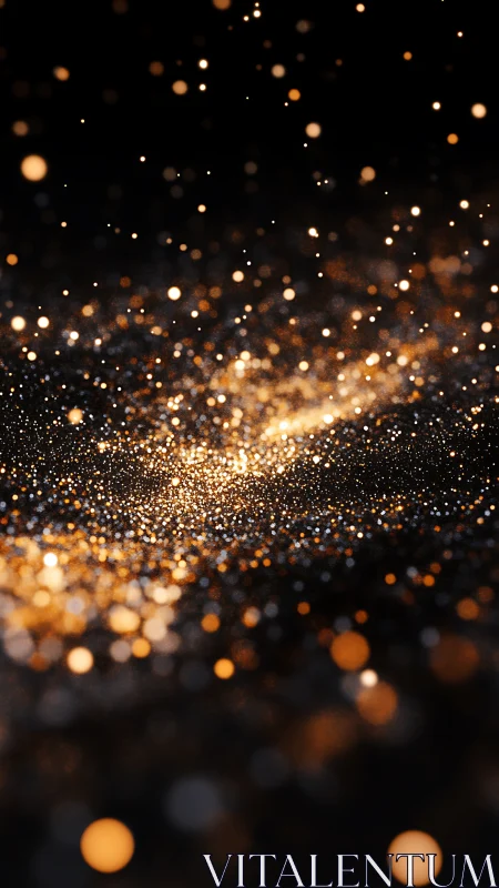 Golden stardust sparkles drifting through soft darkness.