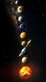 Vertical solar system alignment against dense stellar field.