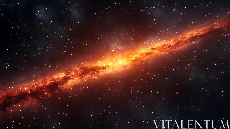 Starlit ember river slices the cosmos with molten fire