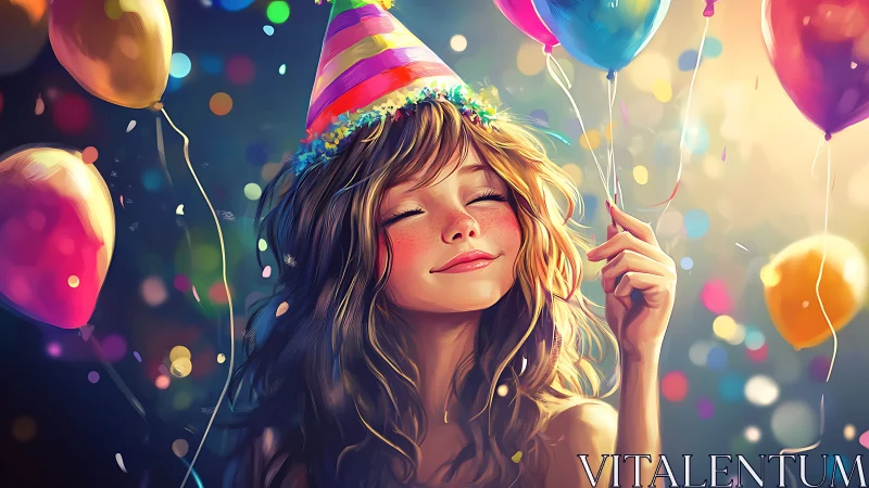 Joyful Youth Amid Festive Balloon Celebration. Digital rendering.