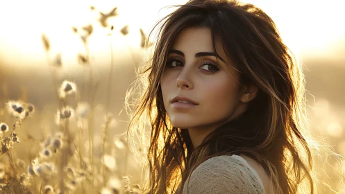 Golden hour portrait welcomes quiet sunset daydreams