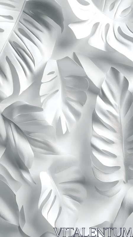Silken jungle leaves drifting through sculpted white light.