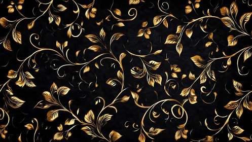 Ornate gold foliage scrollwork on black decorative ground.