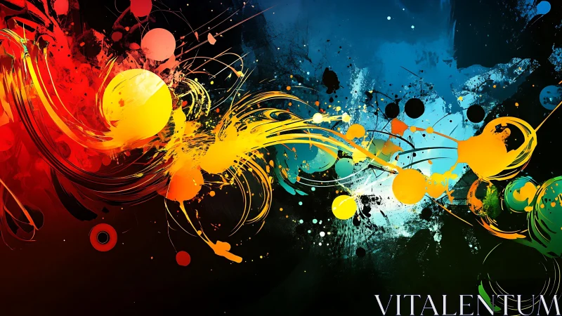 Explosive color streams arc across deep contrasting background