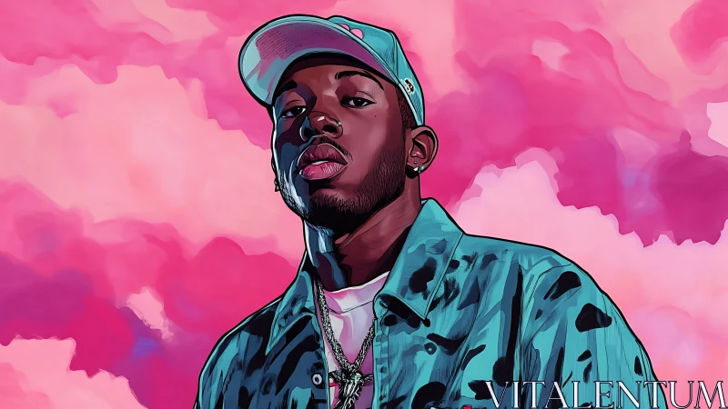 Cloud-drenched swagger paints a teal silhouette in pink