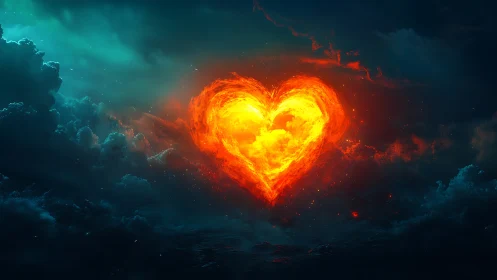 Celestial Heart: Love Blazes Across the Sky.