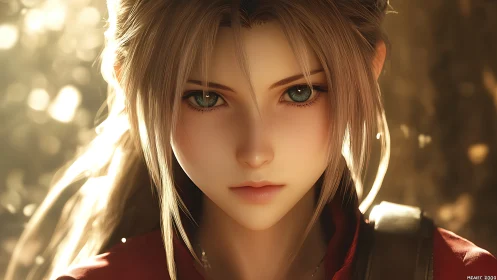 Cinematic anime portrait renders soft bokeh-lit female face