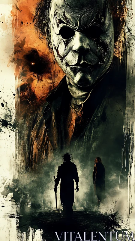 Masked shadow in a burning dusk of eerie imagination.