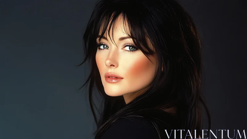 High-gloss digital portrait of woman with cinematic rim light