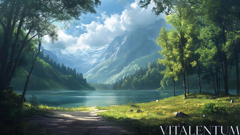 Alpine Valley's Turquoise Dream: Mountains Meet Serene Waters.