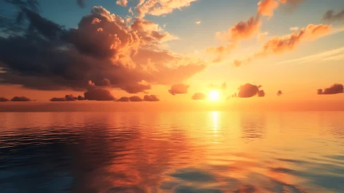 Soft evening sun warms calm ocean waves in gentle colors