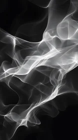 Luminous white smoke ribbons over deep black void.
