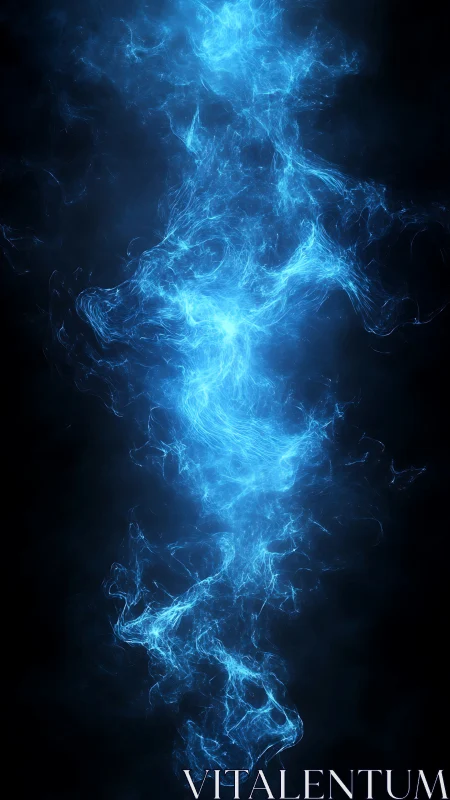 Electric blue energy stream on dark abstract background.