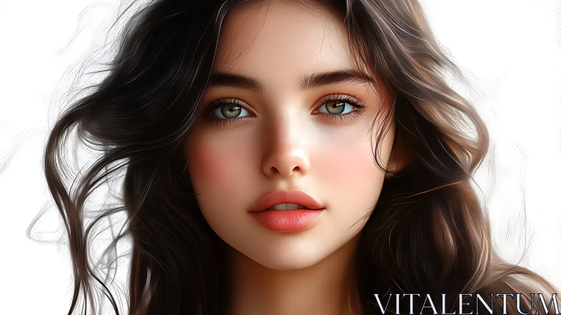 Soft-lit digital portrait captures serene feminine allure