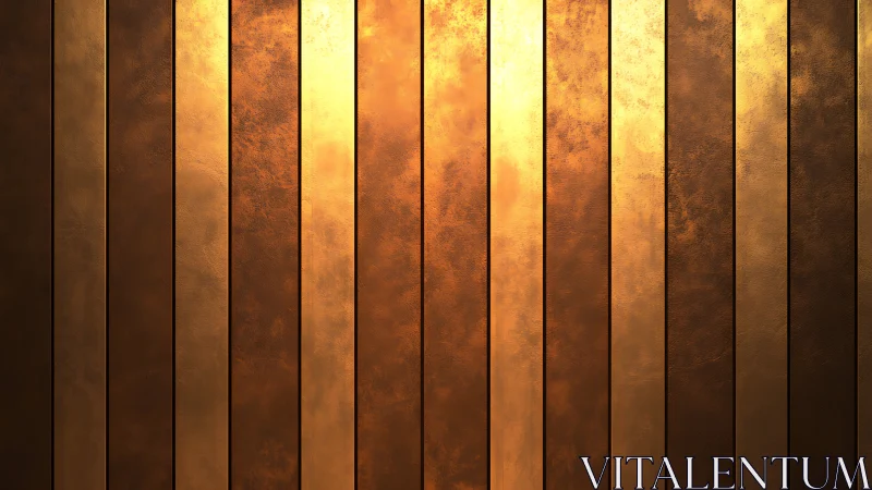 Vertical metallic gradient panels in warm bronze tones.