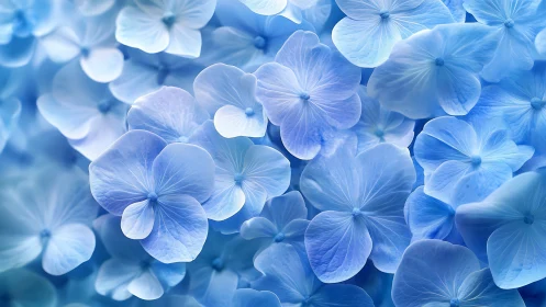Ethereal Blue Petals Dance in Luminous Floral Constellation