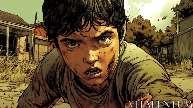 Injured boy crawls through deserted suburban street