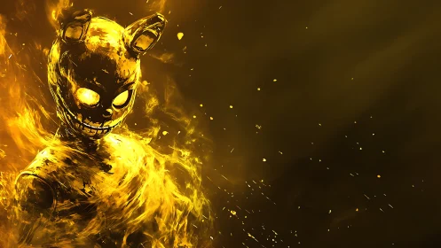 Infernal bunny specter swirling in molten golden fire.