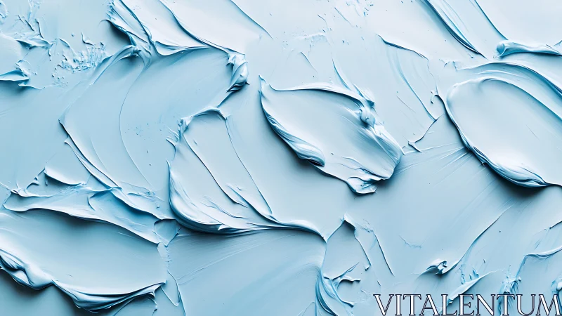 Light blue impasto surface shows smooth sculpted paint ridges