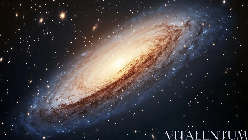 Spiral galaxy core glowing in dense starfield panorama.