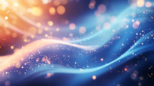 Luminous light trails flow through a dreamy abstract space