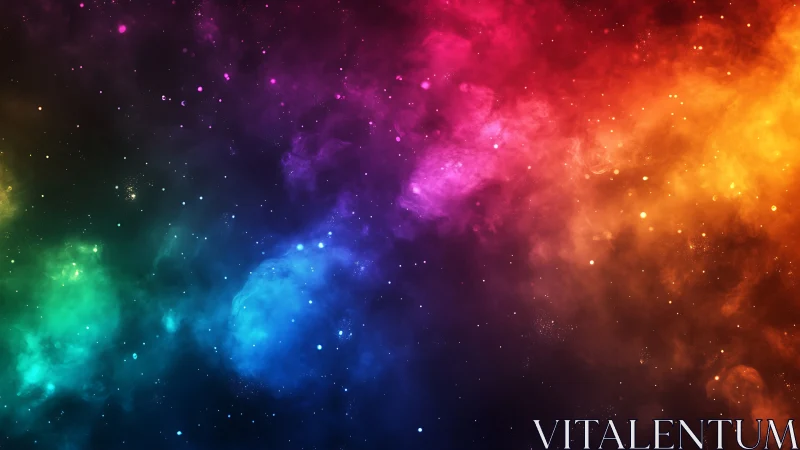 Multicolor nebula clouds form dense cosmic gradient field