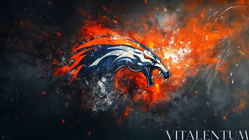 Fiery dragon emblem bursts through dark textured background